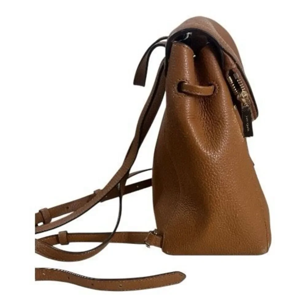 Kate Spade New York Leila Medium Flap Backpack Brown Pebbled Leather